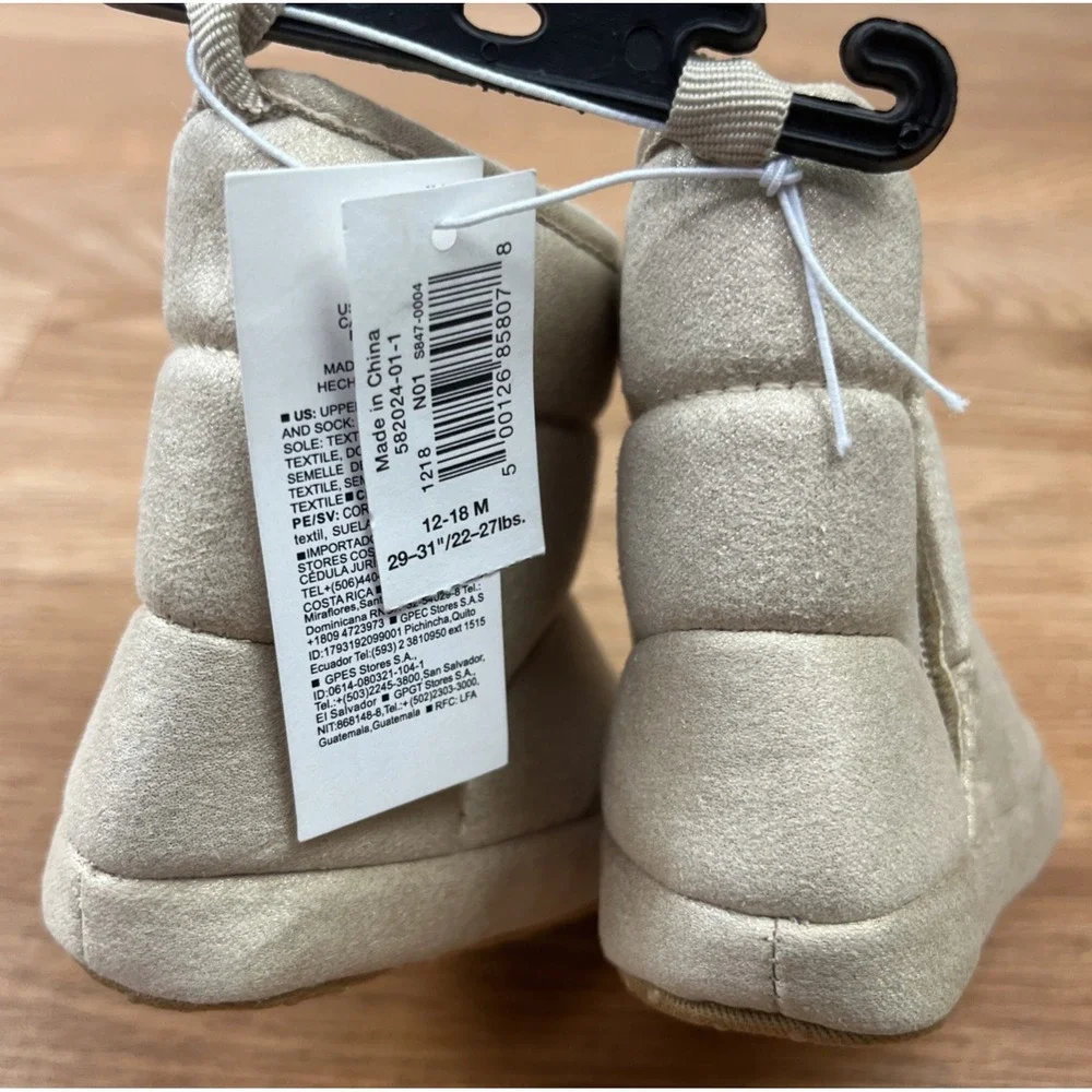 Old Navy Andora Gold Metallic Quilted Boots Infant Girls Size 12-18 Months NEW